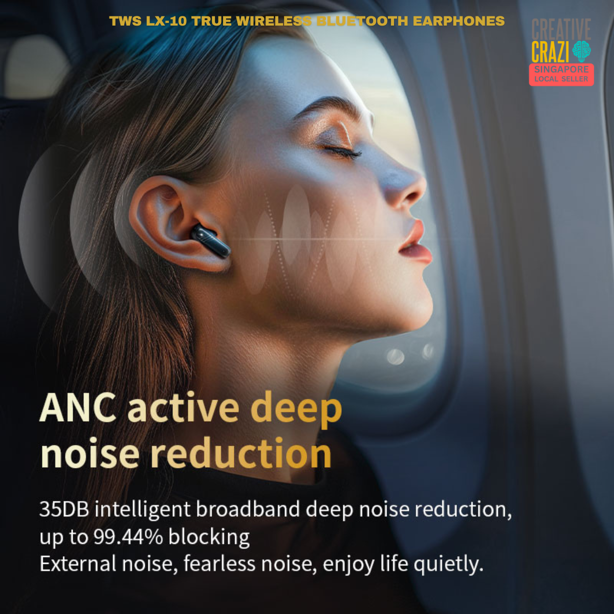 LX-10 ANC + ENC Bluetooth Earphone HD Screen Touch Active Noise Cancellation Bluetooth 5.4 Earbud