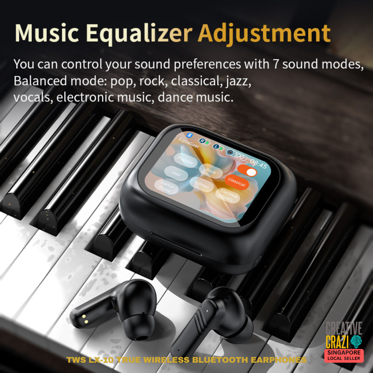 LX-10 ANC + ENC Bluetooth Earphone HD Screen Touch Active Noise Cancellation Bluetooth 5.4 Earbud