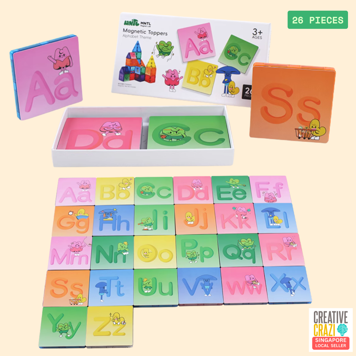 CreativeCrazi MNTL Magnetic Sheet Set, Road, Railroad and Letters