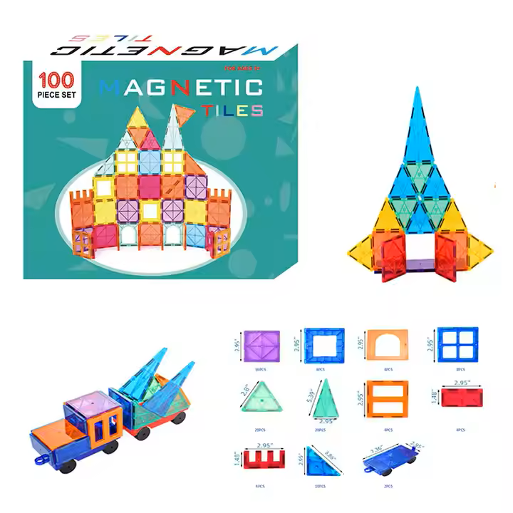 CreativeCrazi STEM Magnetic Building Block Tiles Toy with Strong Magnets 100 Pcs