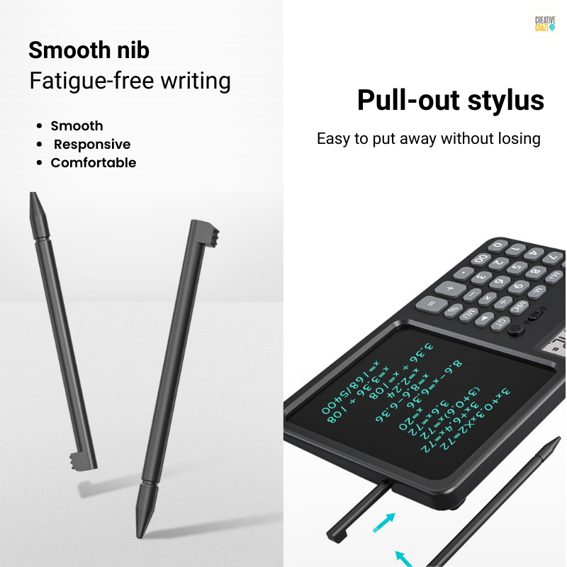 LCD Writing Tablet with Solar Calculator 2-in-1 - 12-Digit Portable Notepad Memo Office Student