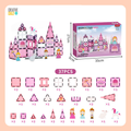 CreativeCrazi Princess Theme STEM Magnetic Building Tiles Educational Toys Set 37/58 pcs Pink Castle Design with Unicorn & Princess Figures