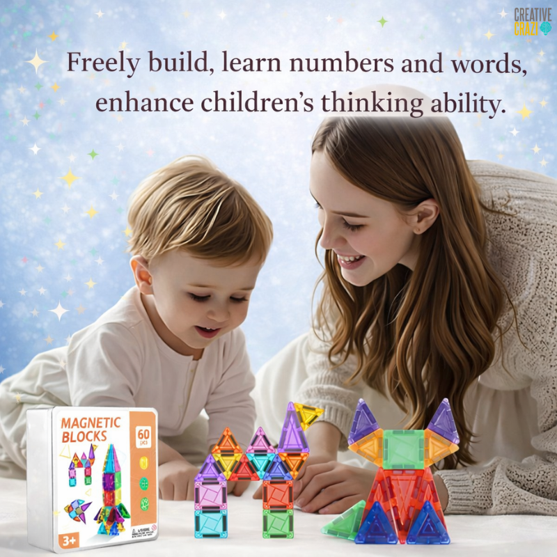 CreativeCrazi Mini Magnetic Building Blocks for Kids with box - Perfect for Travel