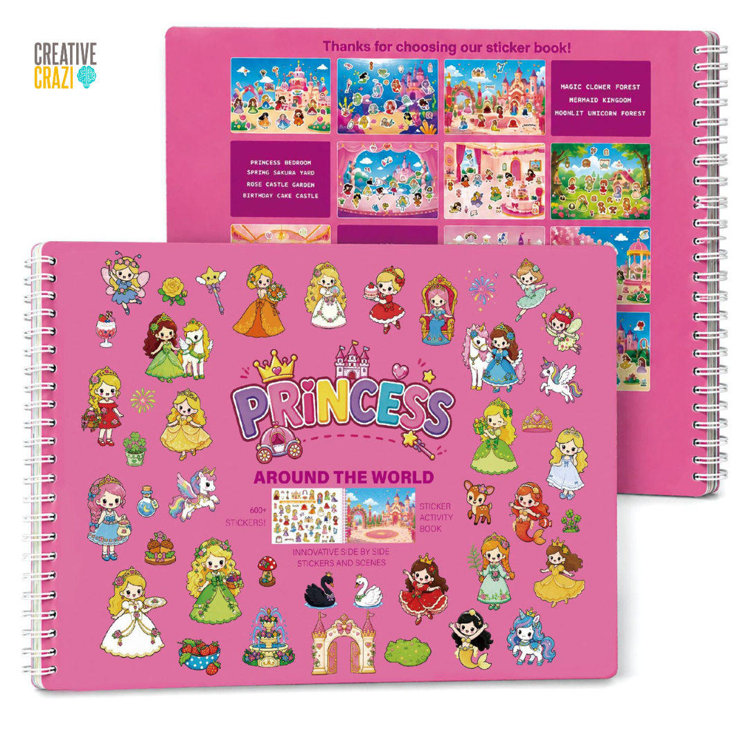 Kids Sticker and Coloring Book Activity Set, All Around Town Travel Art Kit with 600 Stickers and Colored Pencils