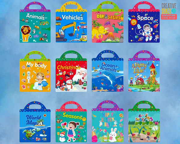 CreativeCrazi Reusable Sticker Book For Kid Stickers For Kids Waterproof Silicone Jelly Sticker Activity Book