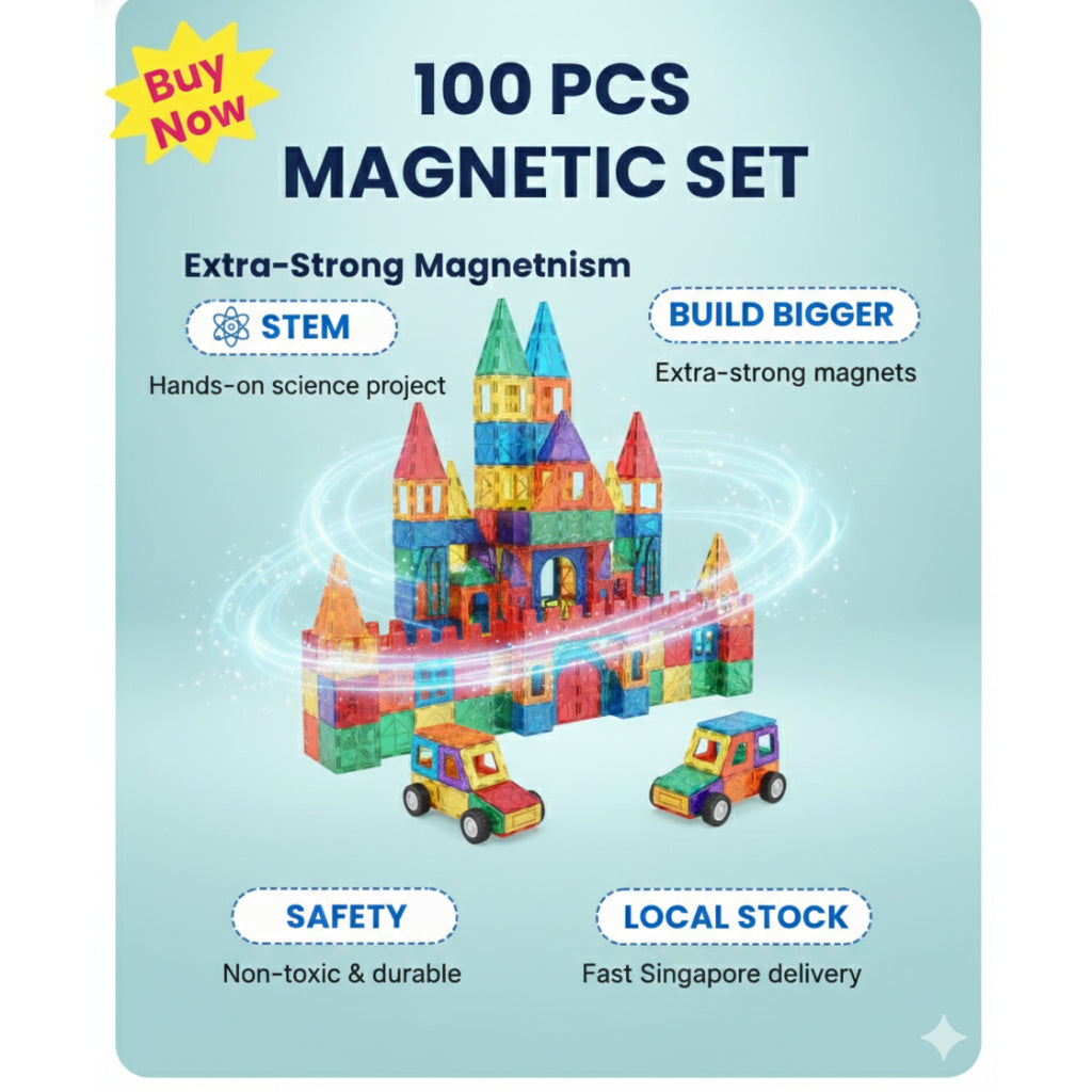 CreativeCrazi STEM Magnetic Building Block Tiles Toy with Strong Magnets 100 Pcs