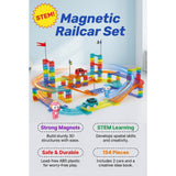 Magnetic Tiles with Railcar Track 63/154pcs - STEM Building Blocks Slide Race Toy for Kids