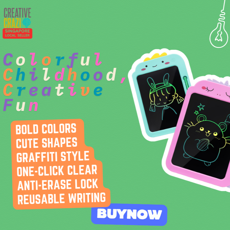 LCD Writing Tablet for Kids 10.5in - Cute Animal Multicolor Drawing Doodle Board Educational Toy