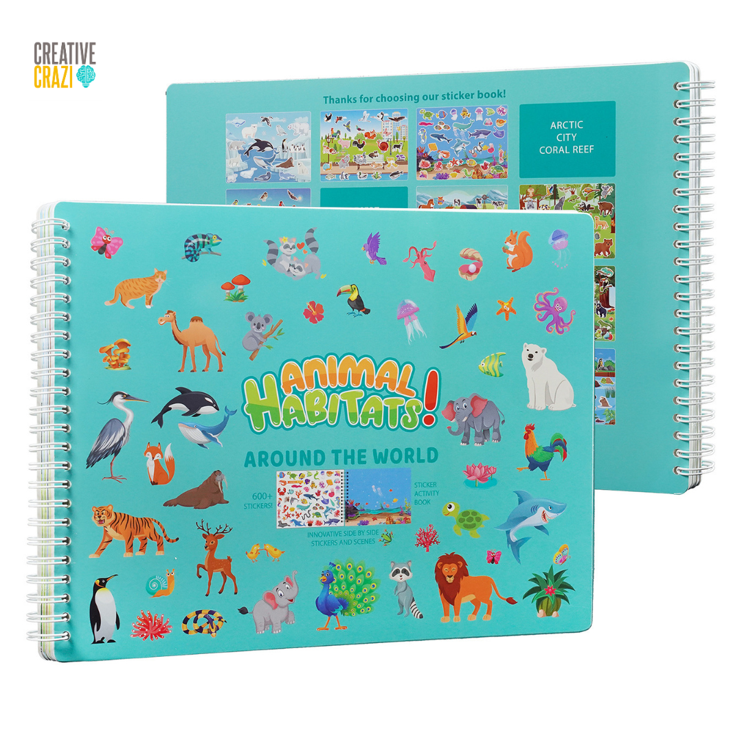 Kids Sticker and Coloring Book Activity Set, All Around Town Travel Art Kit with 600 Stickers and Colored Pencils