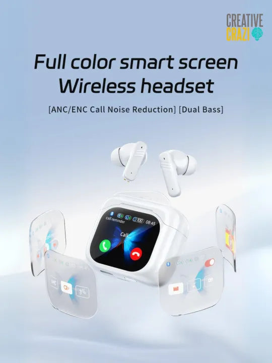 CreativeCrazi LX-50 ANC Bluetooth Earphone HD Screen Touch Active Noise Cancellation Bluetooth 5.4 Earbud