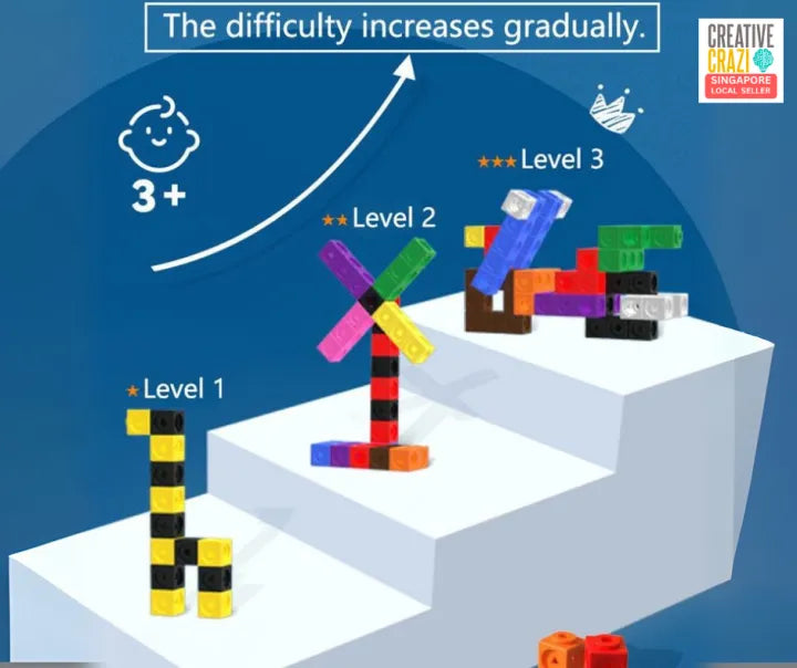 CreativeCrazi STEM Magical Linking Cubes Set (130pcs) – Educational Math Manipulative Toy for Kids | Counting, Sorting, Building | 3+ Preschool Learning