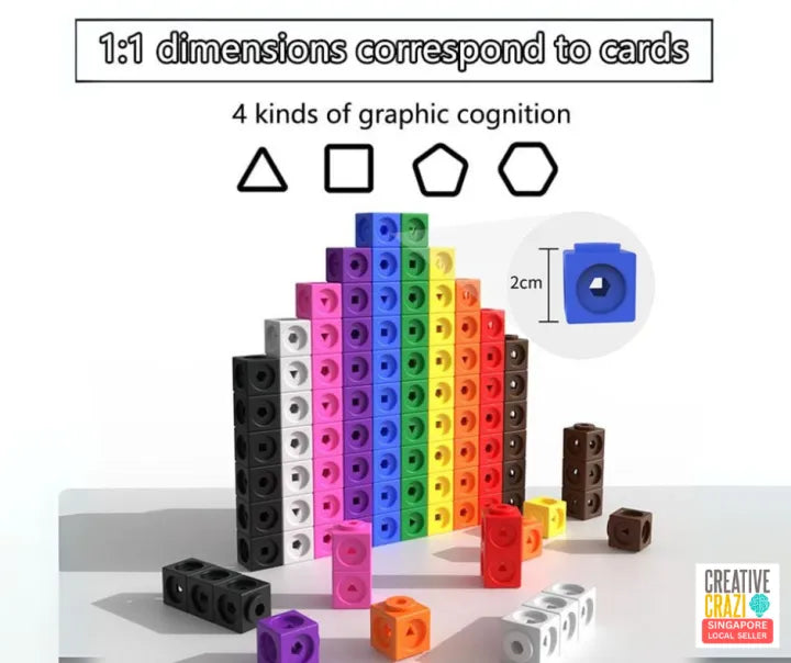 CreativeCrazi STEM Magical Linking Cubes Set (130pcs) – Educational Math Manipulative Toy for Kids | Counting, Sorting, Building | 3+ Preschool Learning