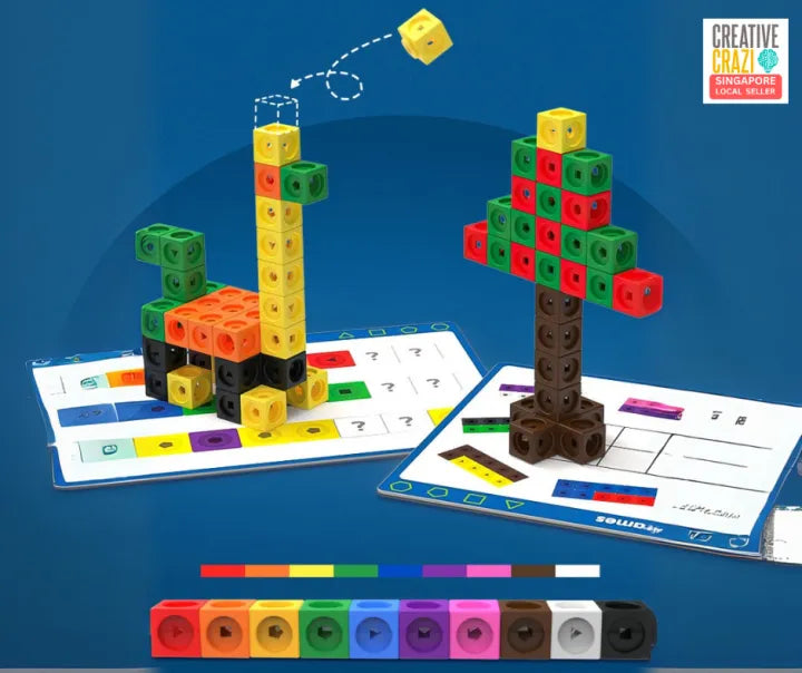 CreativeCrazi STEM Magical Linking Cubes Set (130pcs) – Educational Math Manipulative Toy for Kids | Counting, Sorting, Building | 3+ Preschool Learning