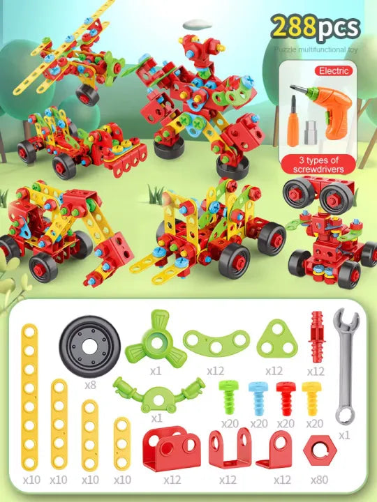 DIY Assembly Car Model Kit - STEM Mechanical Metal Building Toy Engineering for Kids Age 2-9