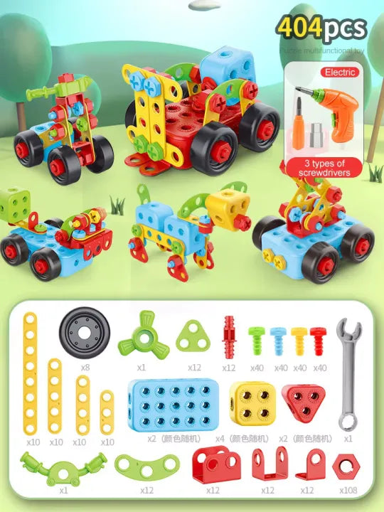 DIY Assembly Car Model Kit - STEM Mechanical Metal Building Toy Engineering for Kids Age 2-9