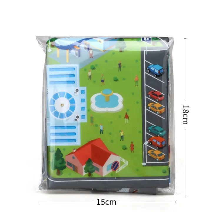 Creative Crazi Kids Airport & City Adventure Playmat 80x70cm | Large Portable Educational Toy Mat | City Road Car Carpet Rug for Boys & Girls | Vehicle Game Pad