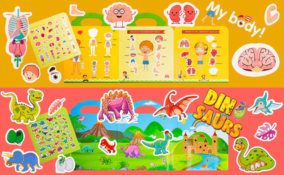 CreativeCrazi Reusable Sticker Book For Kid Stickers For Kids Waterproof Silicone Jelly Sticker Activity Book