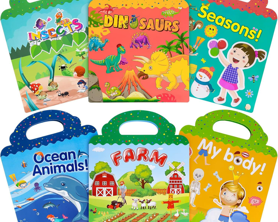 CreativeCrazi Reusable Sticker Book For Kid Stickers For Kids Waterproof Silicone Jelly Sticker Activity Book