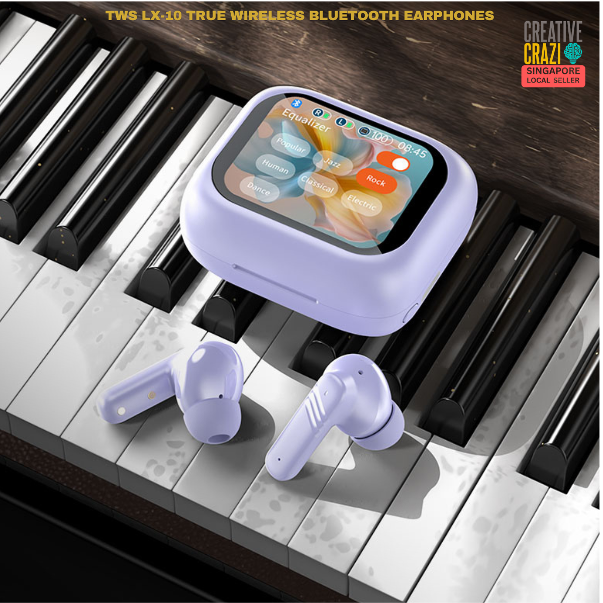 CreativeCrazi LX-10 ANC + ENC Bluetooth Earphone HD Screen Touch Active Noise Cancellation Bluetooth 5.4 Earbud