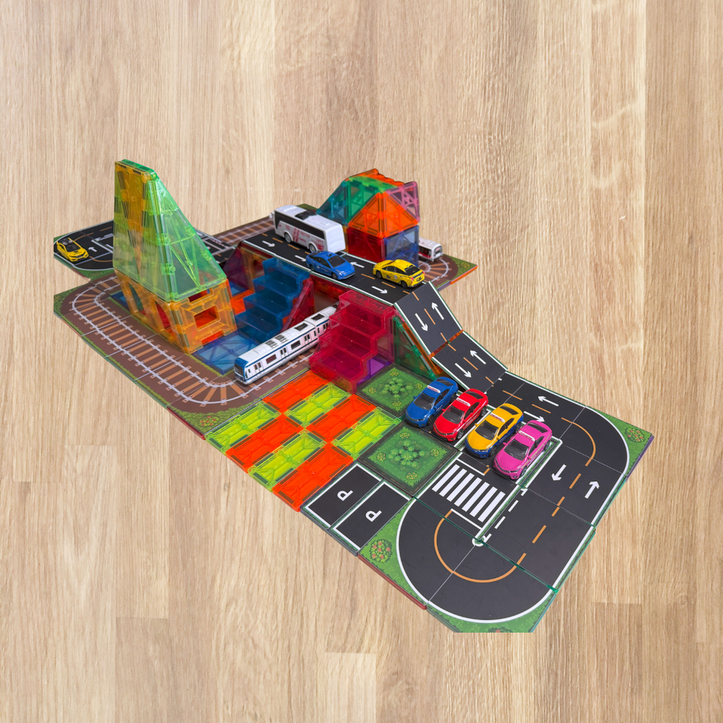 CreativeCrazi MNTL Magnetic Sheet Set, Road, Railroad and Letters