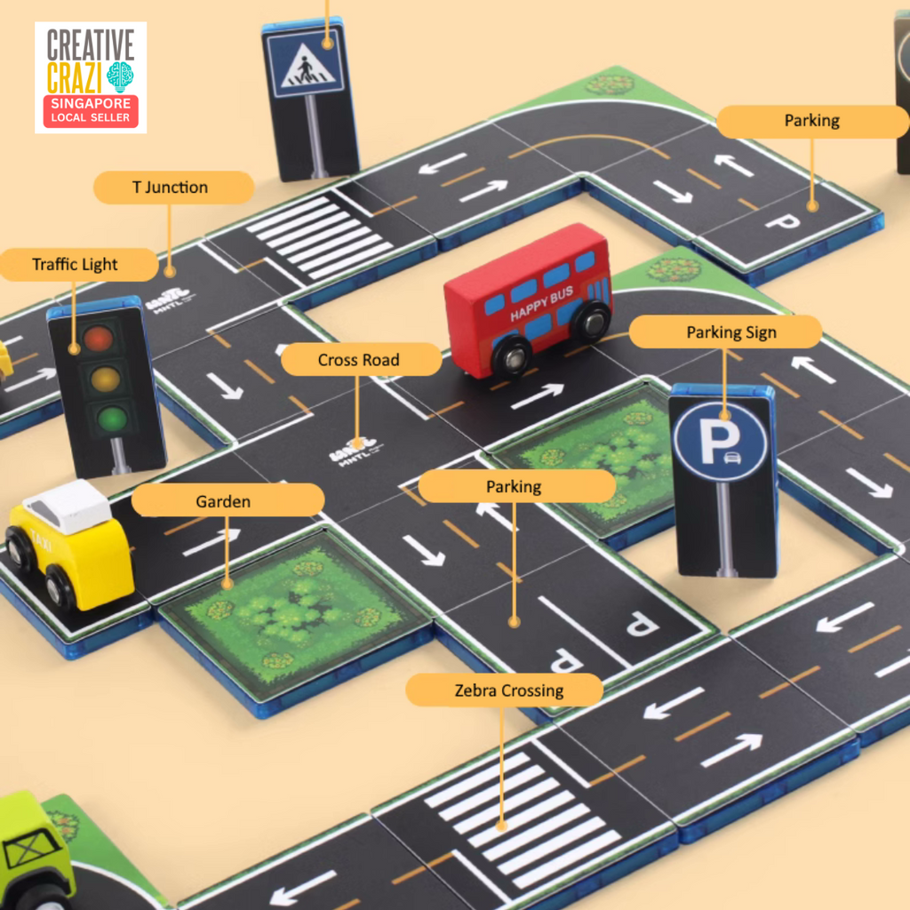 CreativeCrazi MNTL Magnetic Sheet Set, Road, Railroad and Letters