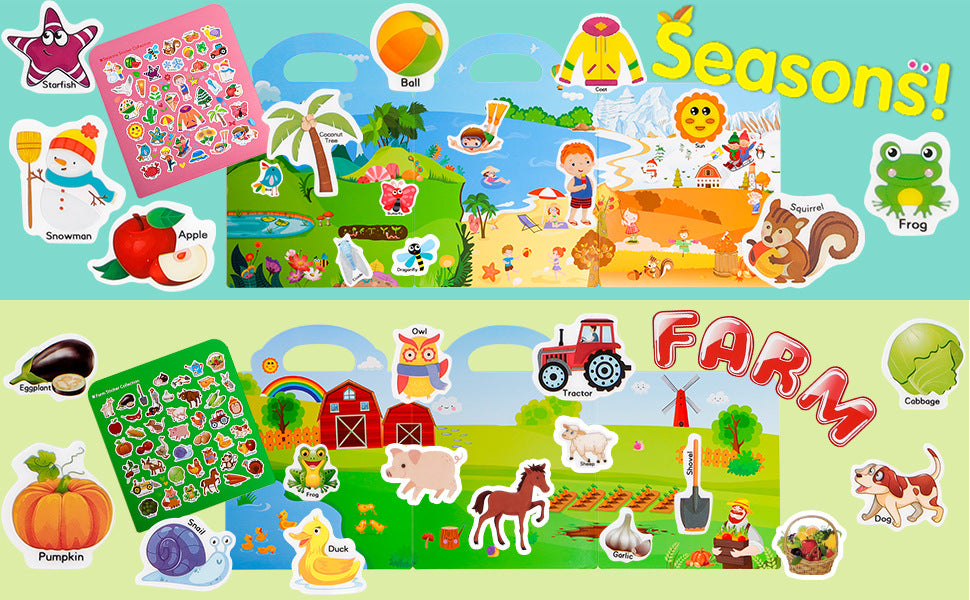 CreativeCrazi Reusable Sticker Book For Kid Stickers For Kids Waterproof Silicone Jelly Sticker Activity Book