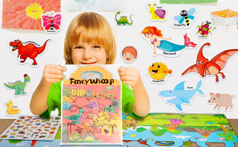 CreativeCrazi Reusable Sticker Book For Kid Stickers For Kids Waterproof Silicone Jelly Sticker Activity Book