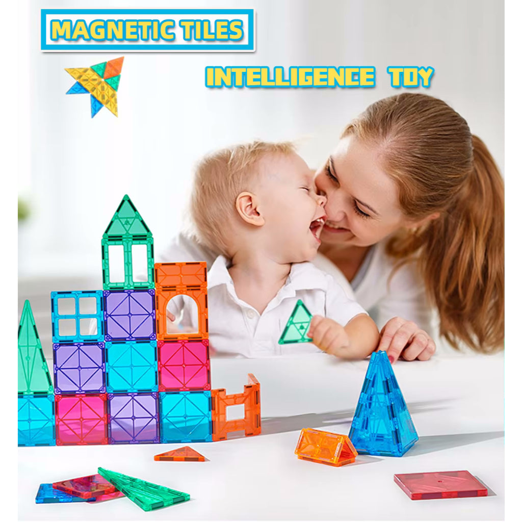 CreativeCrazi STEM Magnetic Building Block Tiles Toy with Strong Magnets 100 Pcs