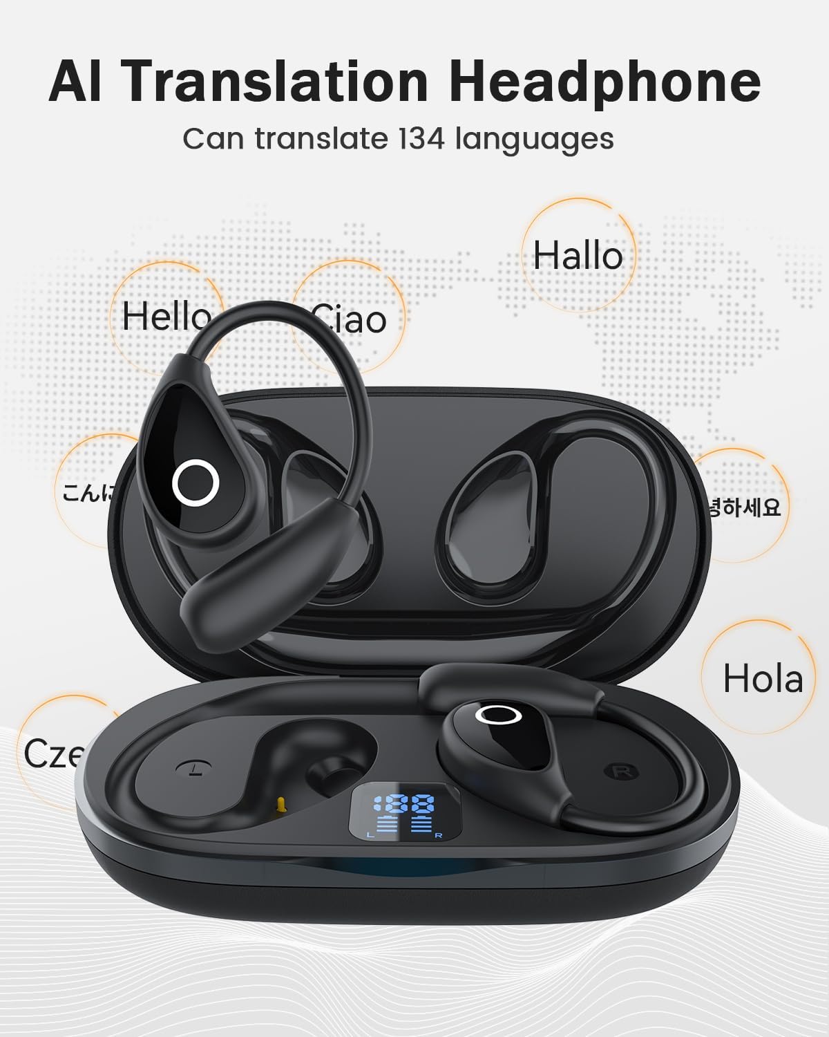 CreativeCrazi AI Real-Time Translator Earbuds M111– Bluetooth 5.4 , 144 Languages , Wireless Translation for Travel & Business