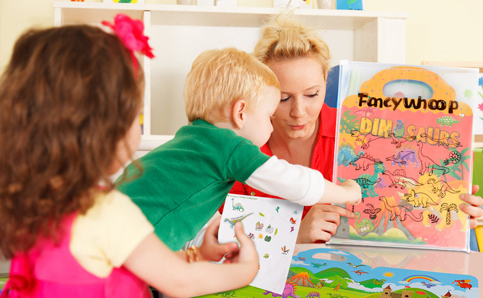 CreativeCrazi Reusable Sticker Book For Kid Stickers For Kids Waterproof Silicone Jelly Sticker Activity Book