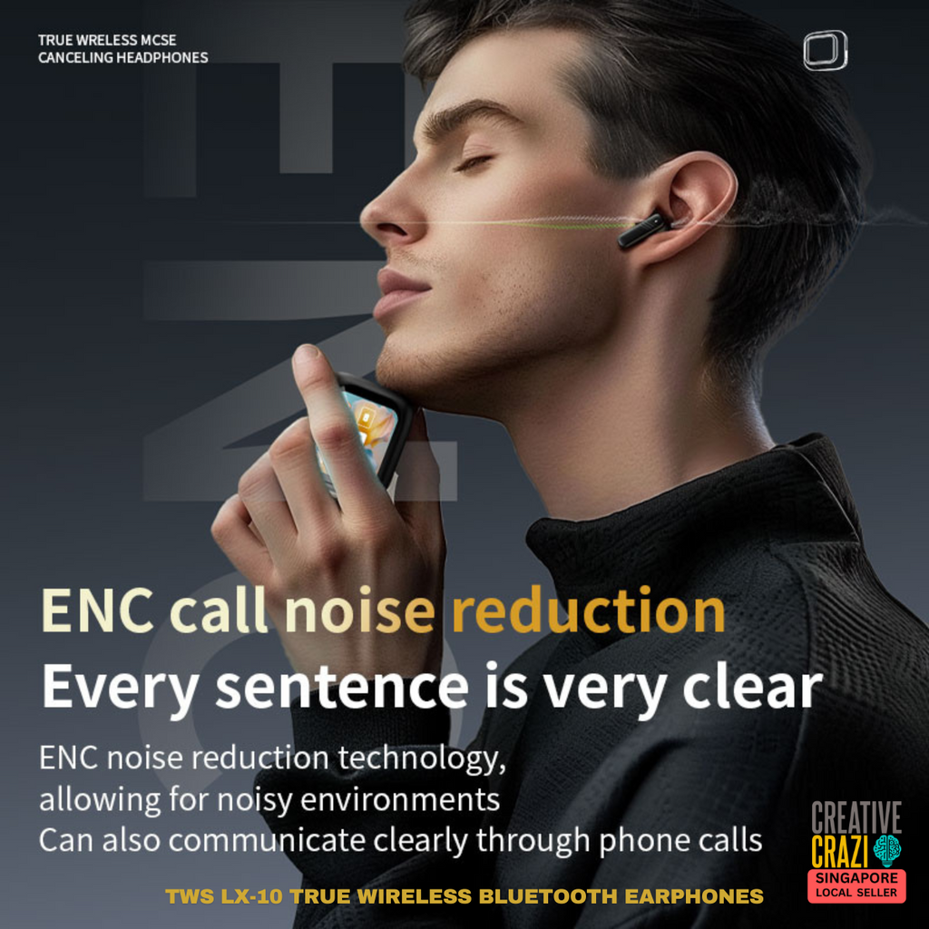 CreativeCrazi LX-10 ANC + ENC Bluetooth Earphone HD Screen Touch Active Noise Cancellation Bluetooth 5.4 Earbud