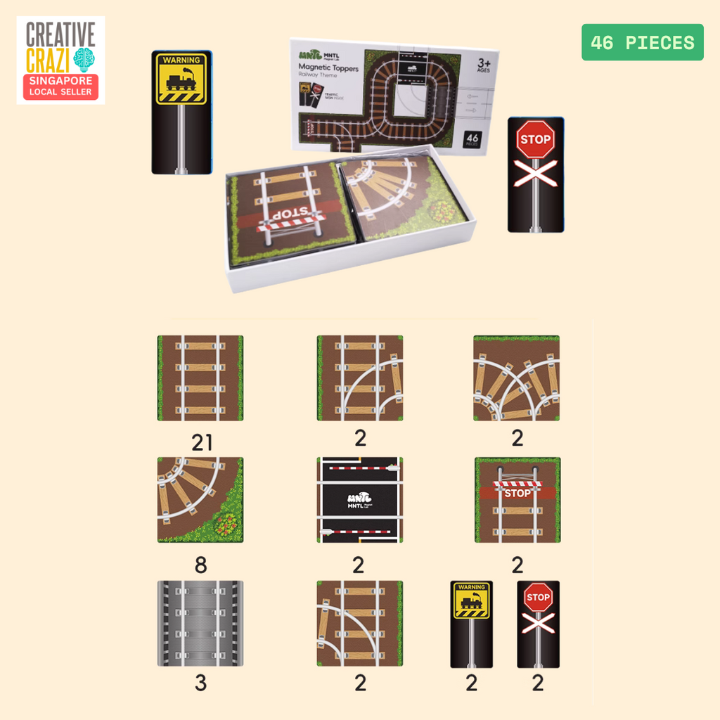 CreativeCrazi MNTL Magnetic Sheet Set, Road, Railroad and Letters