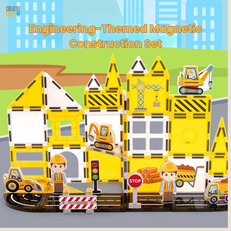 CreativeCrazi STEM Magnetic Building Tiles – 3D Engineering Construction Set (42, 47, 60, or 88 Sets)