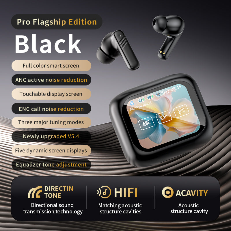 LX-10 Bluetooth Earbuds ANC ENC Noise Cancelling - LED Touch Screen Bluetooth 5.4 Wireless Earphones