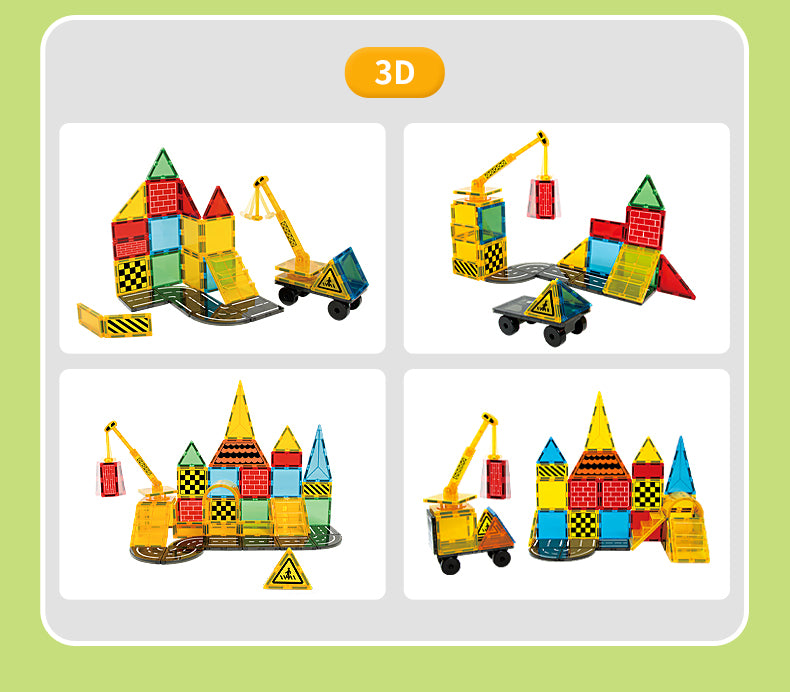 Magnetic Tiles with Crane 42-88pcs - STEM Building Blocks Construction Toy for Kids 3+ Ready Stock