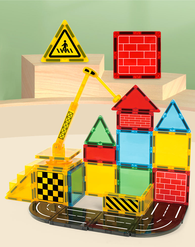 CreativeCrazi STEM Magnetic Building Tiles – 3D Engineering Construction Set (42, 47, 60, or 88 Sets)