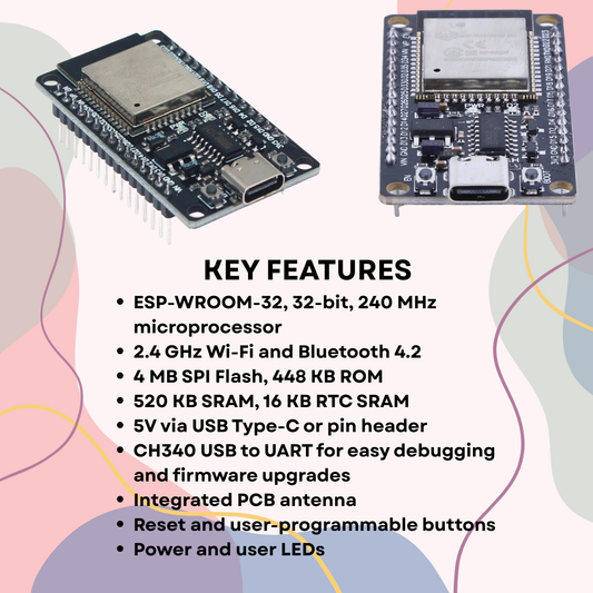 ESP-WROOM-32 Module 2.4GHz Dual Core WiFi Type-C USB CH340