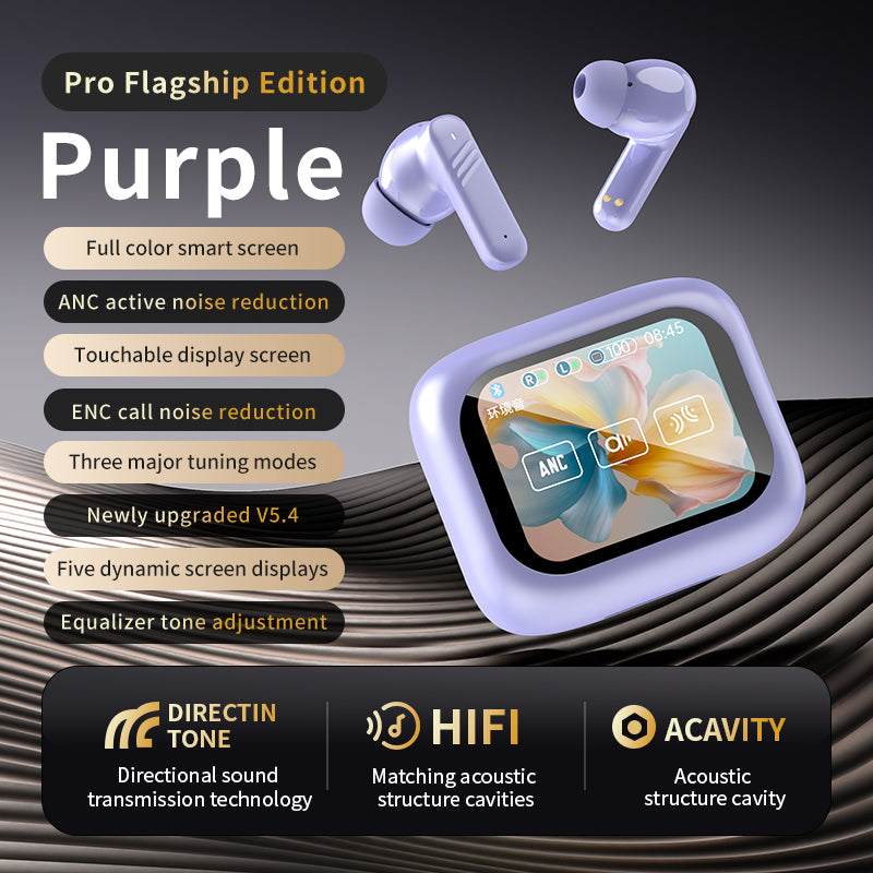 LX-10 Bluetooth Earbuds ANC ENC Noise Cancelling - LED Touch Screen Bluetooth 5.4 Wireless Earphones