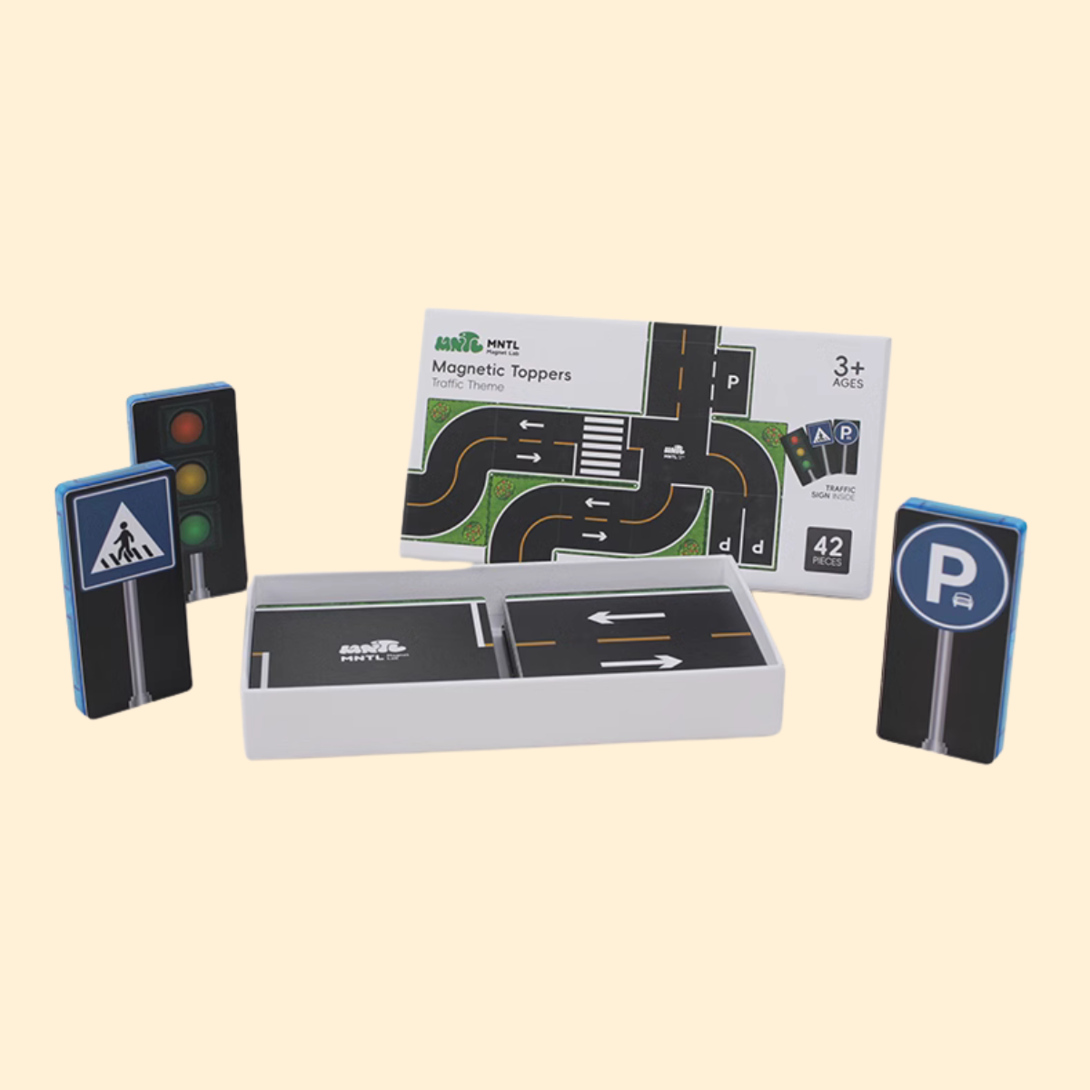 CreativeCrazi MNTL Magnetic Sheet Set, Road, Railroad and Letters