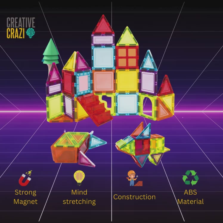 CreativeCrazi STEM Magnetic Building Tiles - 26pc Starter Set