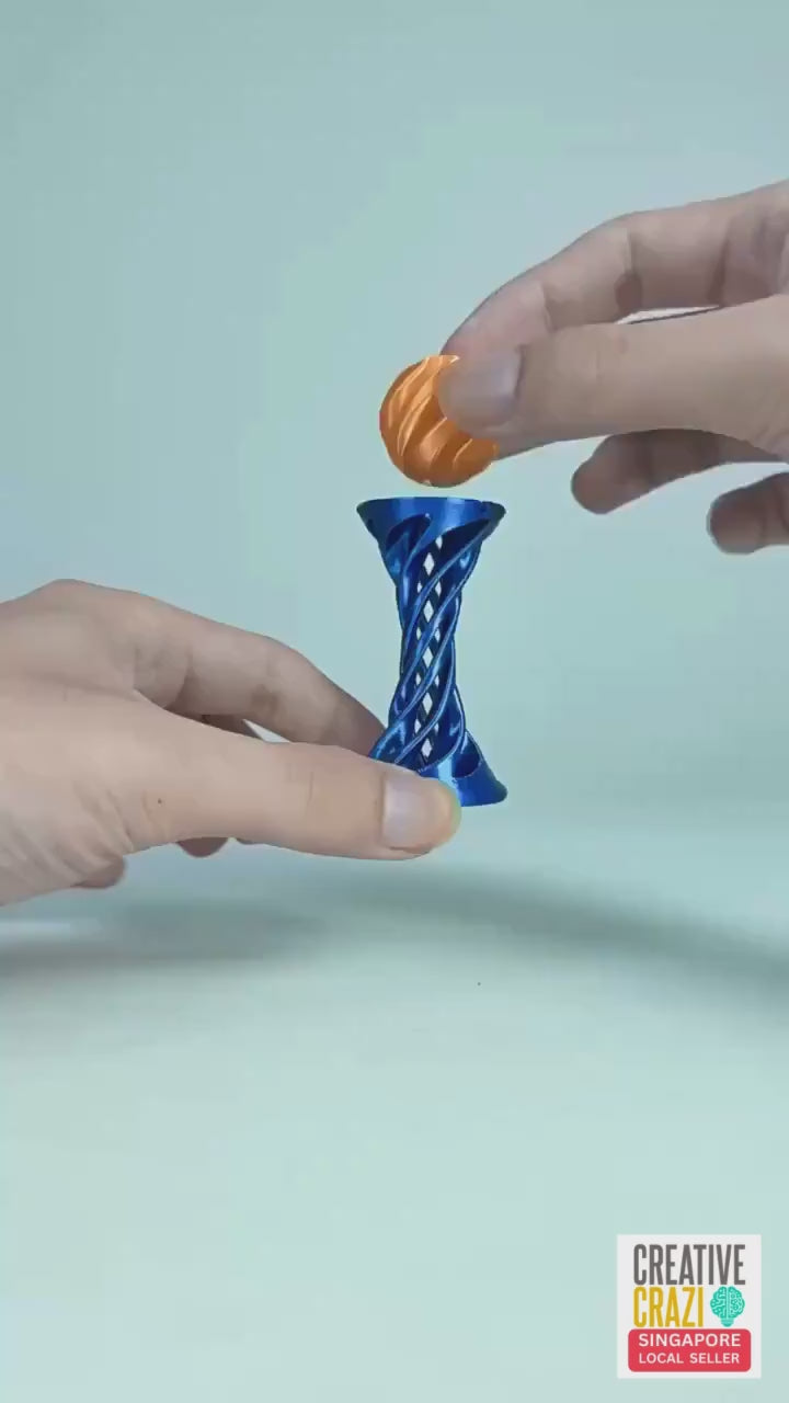 CreativeCrazi 3D Printed Spiral Toy with Launching Ball Stress Relief Kids and Adults