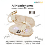 AI Real-Time Translator Earbuds 144 Languages Bluetooth Translation for Travel Work