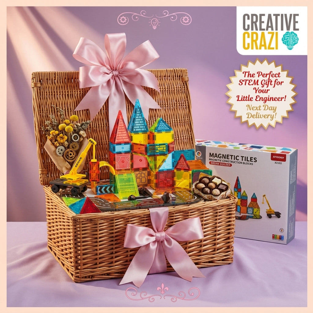 Magnetic Tiles with Crane 42-88pcs - STEM Building Blocks Construction Toy for Kids 3+ Ready Stock