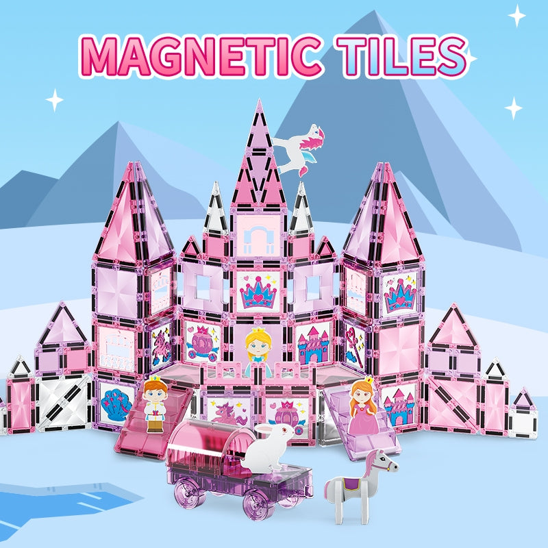 CreativeCrazi Window Art Magnetic Tiles STEM Building Blocks Educational Toys With Color Glue Gel for Kids